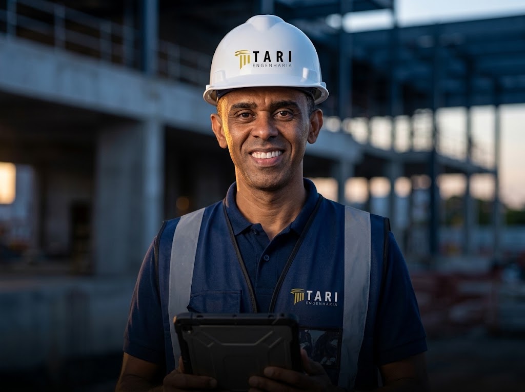 Engenheiro da TARI ENG acompanhando uma obra